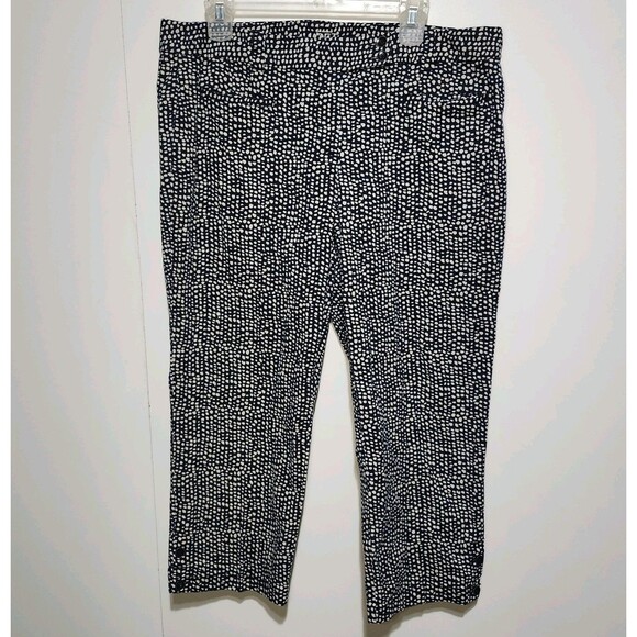 Ann Taylor Pants - LOFT Original Crop Pants Women Size 14 Navy White Print Stretch Ann Taylor Loft